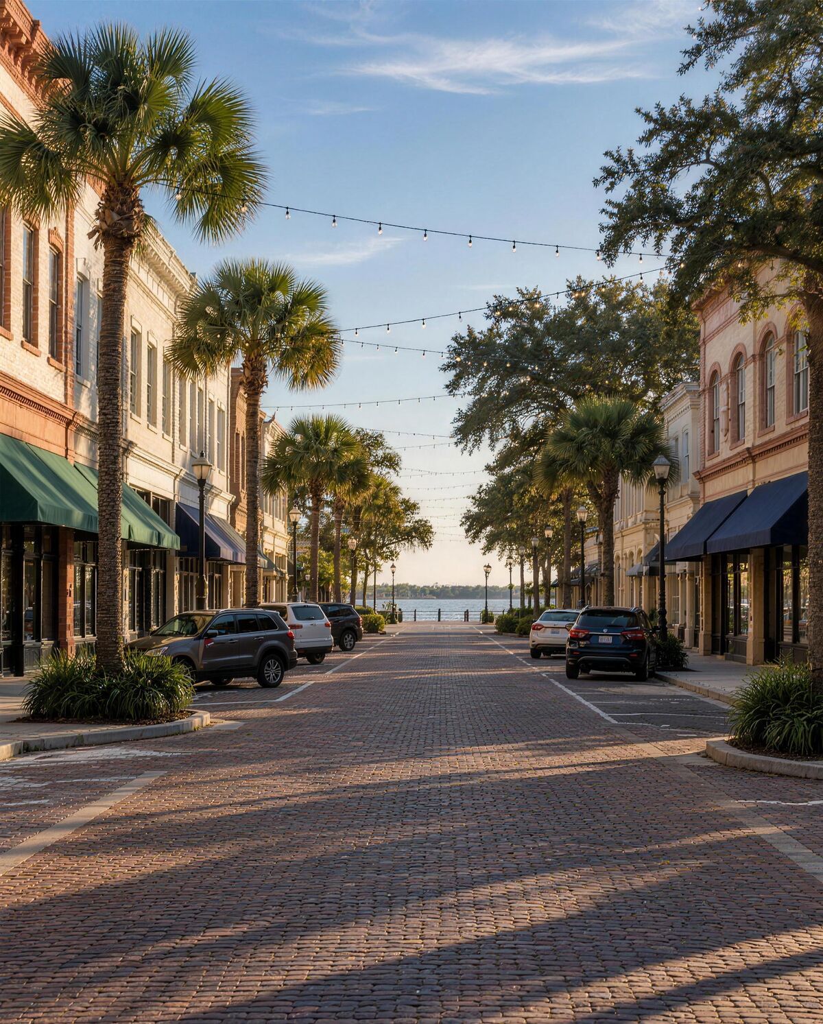 Old Main Street in downtown Bradenton, Florida, in late afternoon light